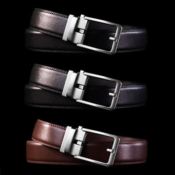 PALAY® Belts for Men Black Leather Belt for Men Fashion Click Buckle Slim  Mens Belt for Casual or Formal - Slide Adjustable Size, 130cm Length, No